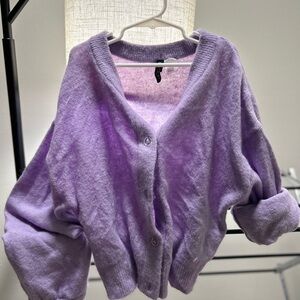 H&M Cozy Purple Cardigan with Plush Texture